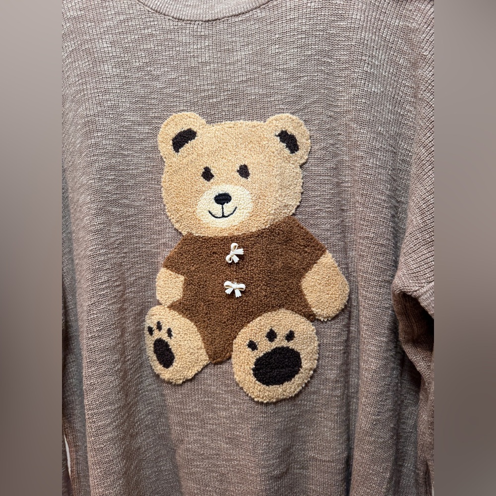 Easel Teddy Bear Patch Front Sweater - image 4